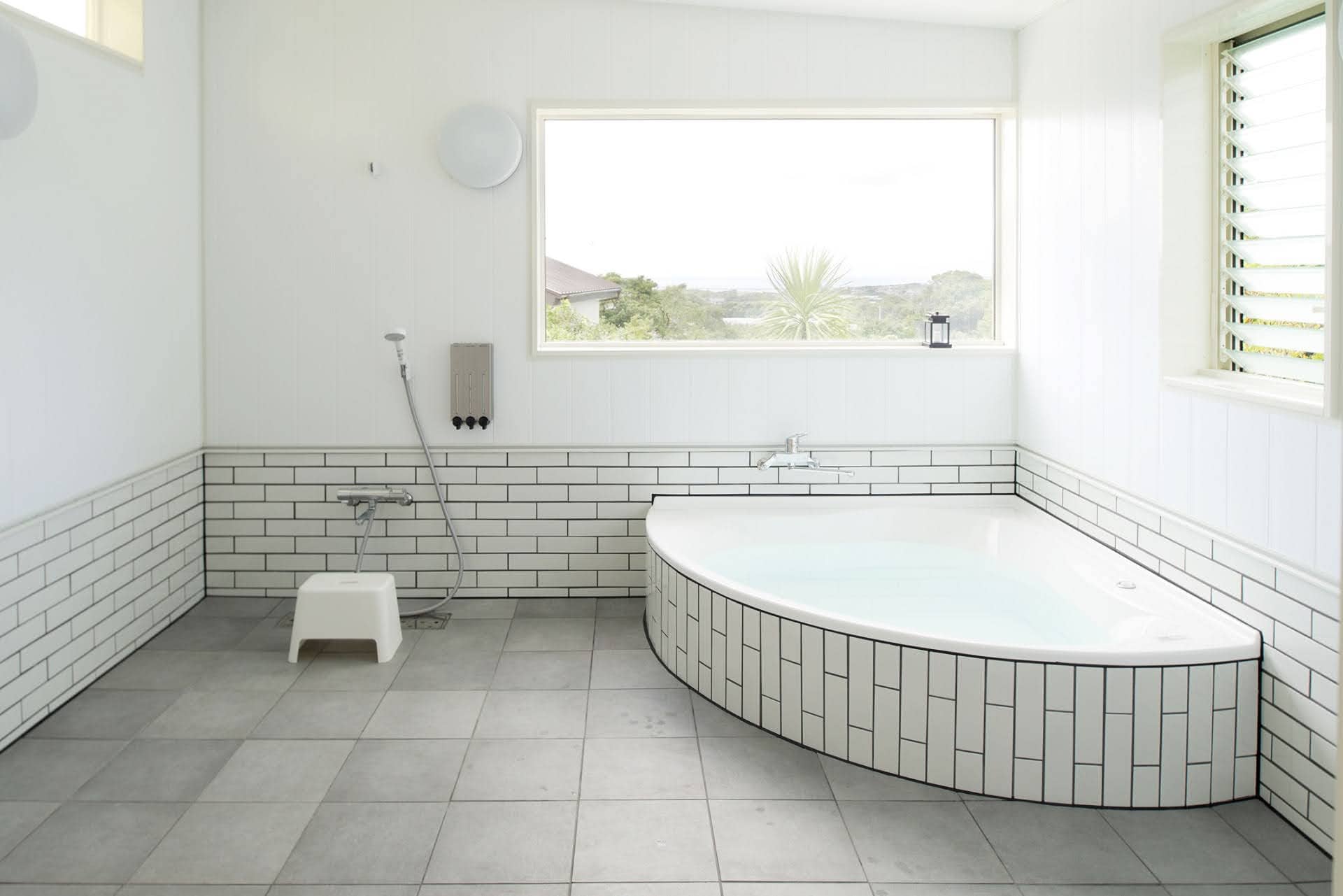 Private bath with a sea view